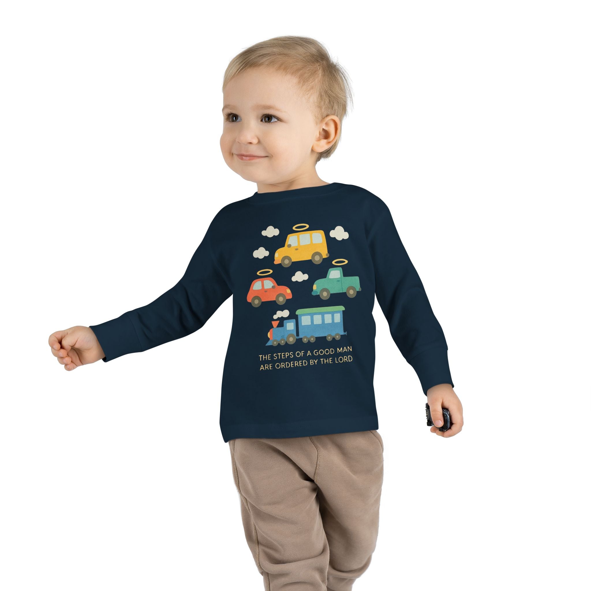 Cute Cartoon Vehicles Train & Cars Toddler Long Sleeve Tee