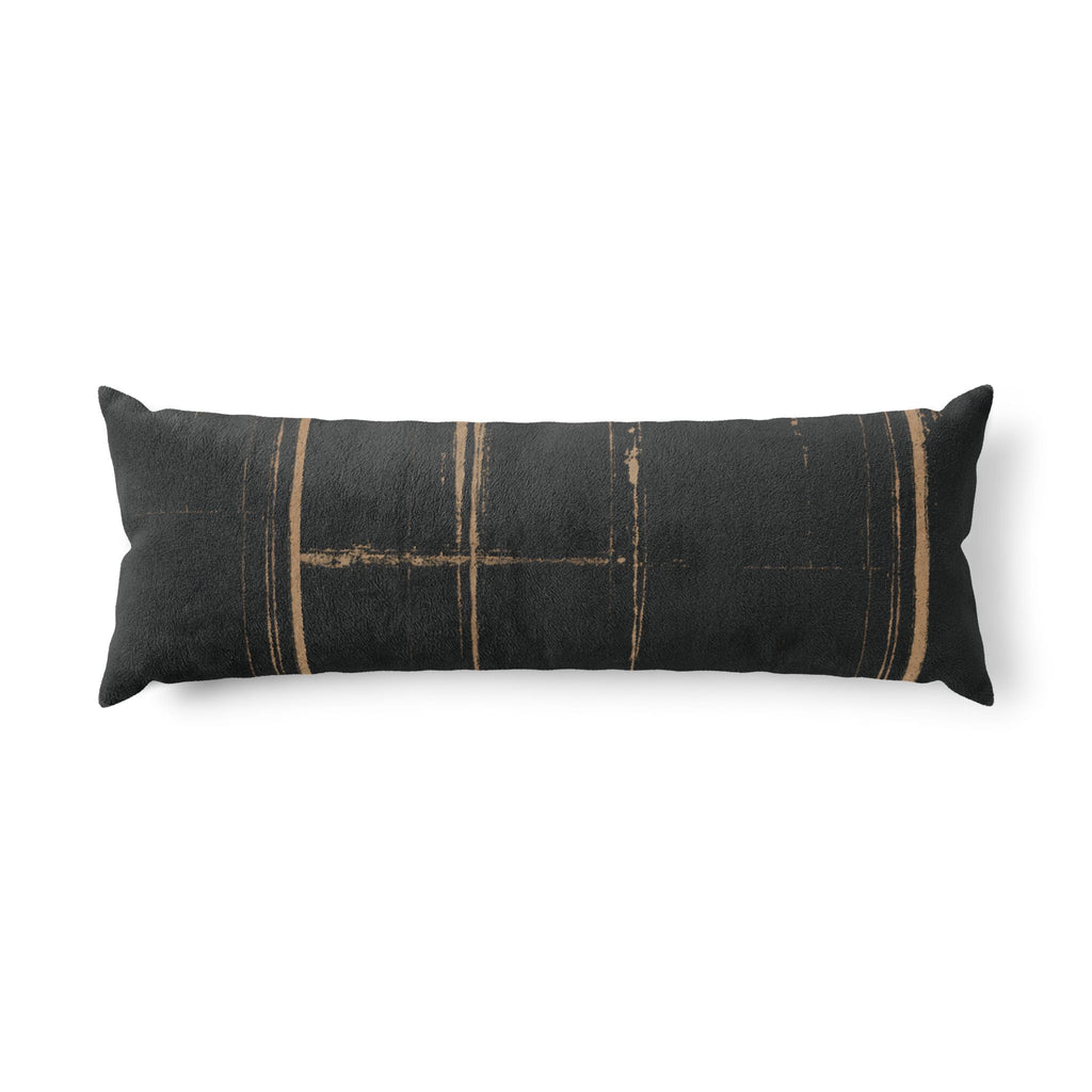 Artisanal Black & Tan Textured Body Pillow — Double-Sided Cozy Support
