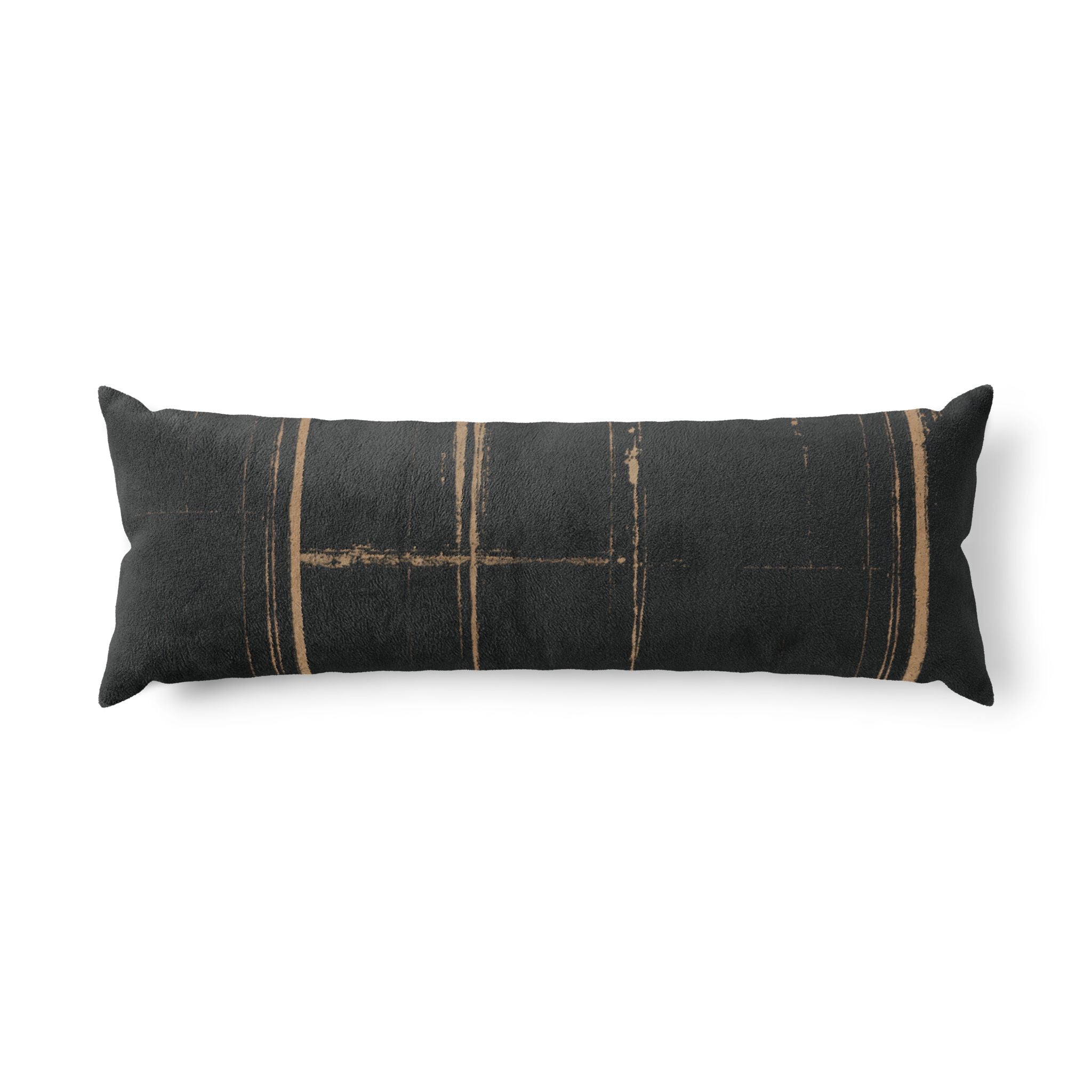 Artisanal Black & Tan Textured Body Pillow — Double-Sided Cozy Support