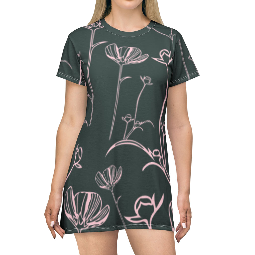 Floral Sketch T-Shirt Dress