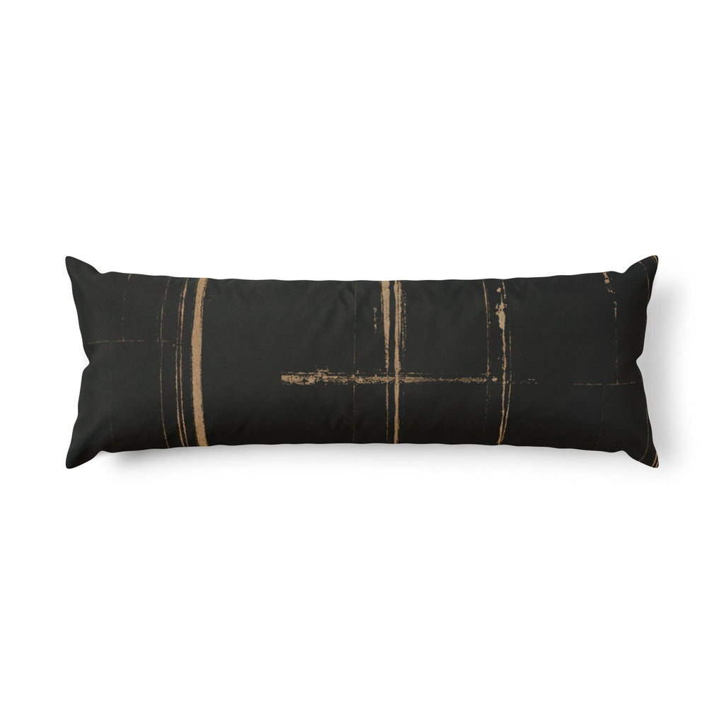Artisanal Black & Tan Textured Body Pillow — Double-Sided Cozy Support