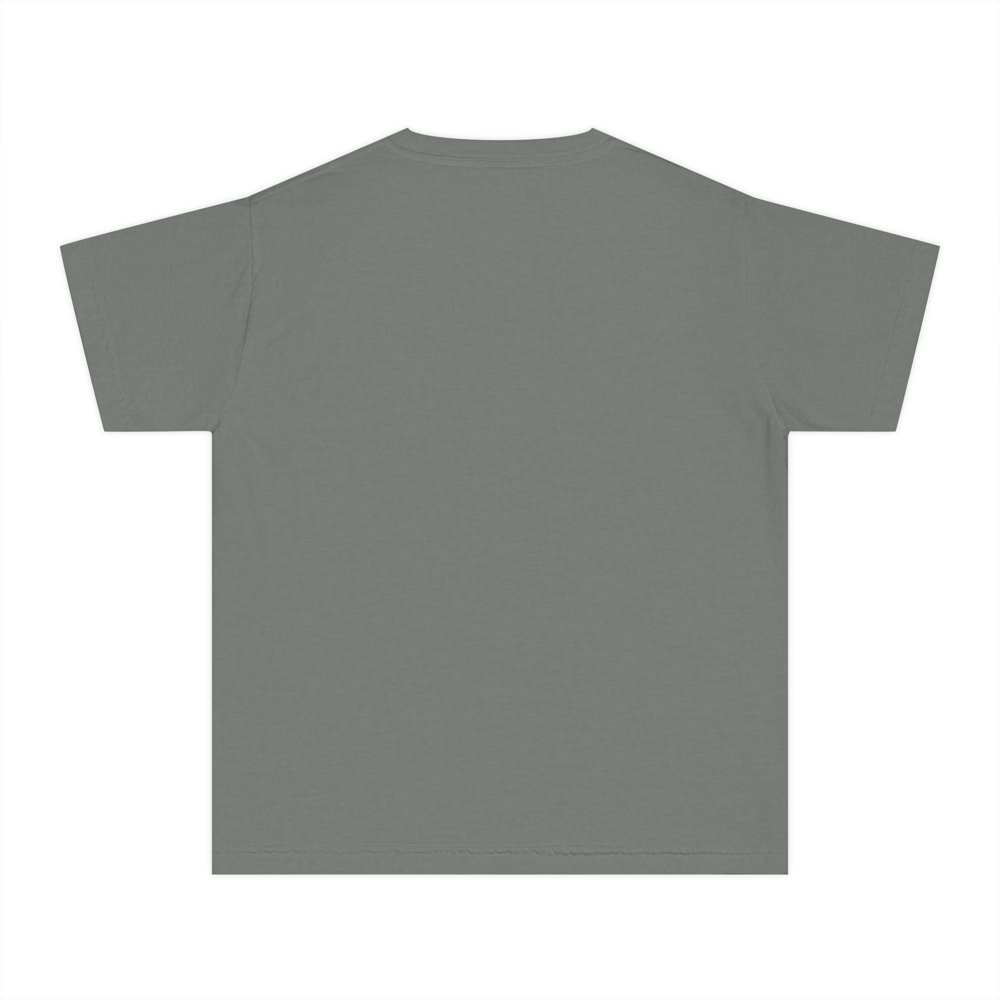 Youth Tee with Red Handwritten "joy" Smile Design — Playful Kids Graphic Shirt