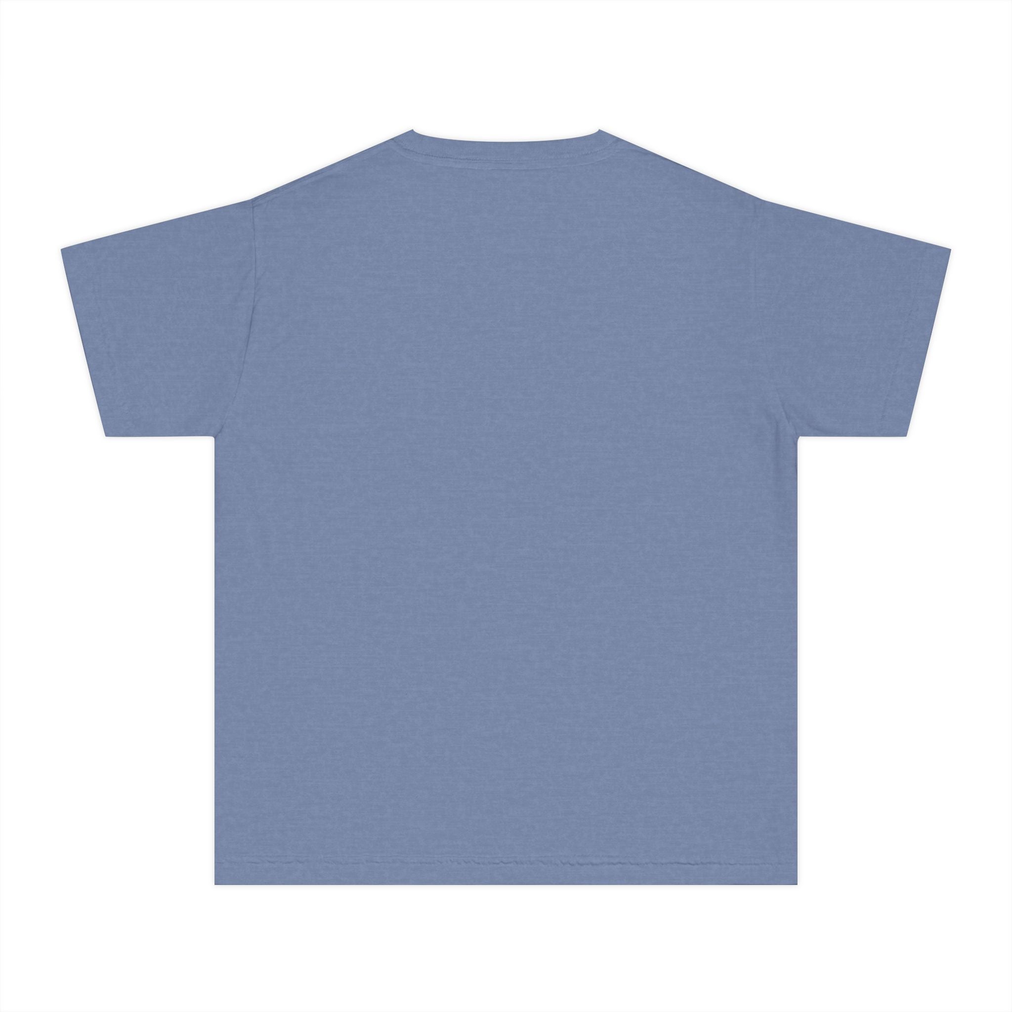 Youth Tee with Red Handwritten "joy" Smile Design — Playful Kids Graphic Shirt