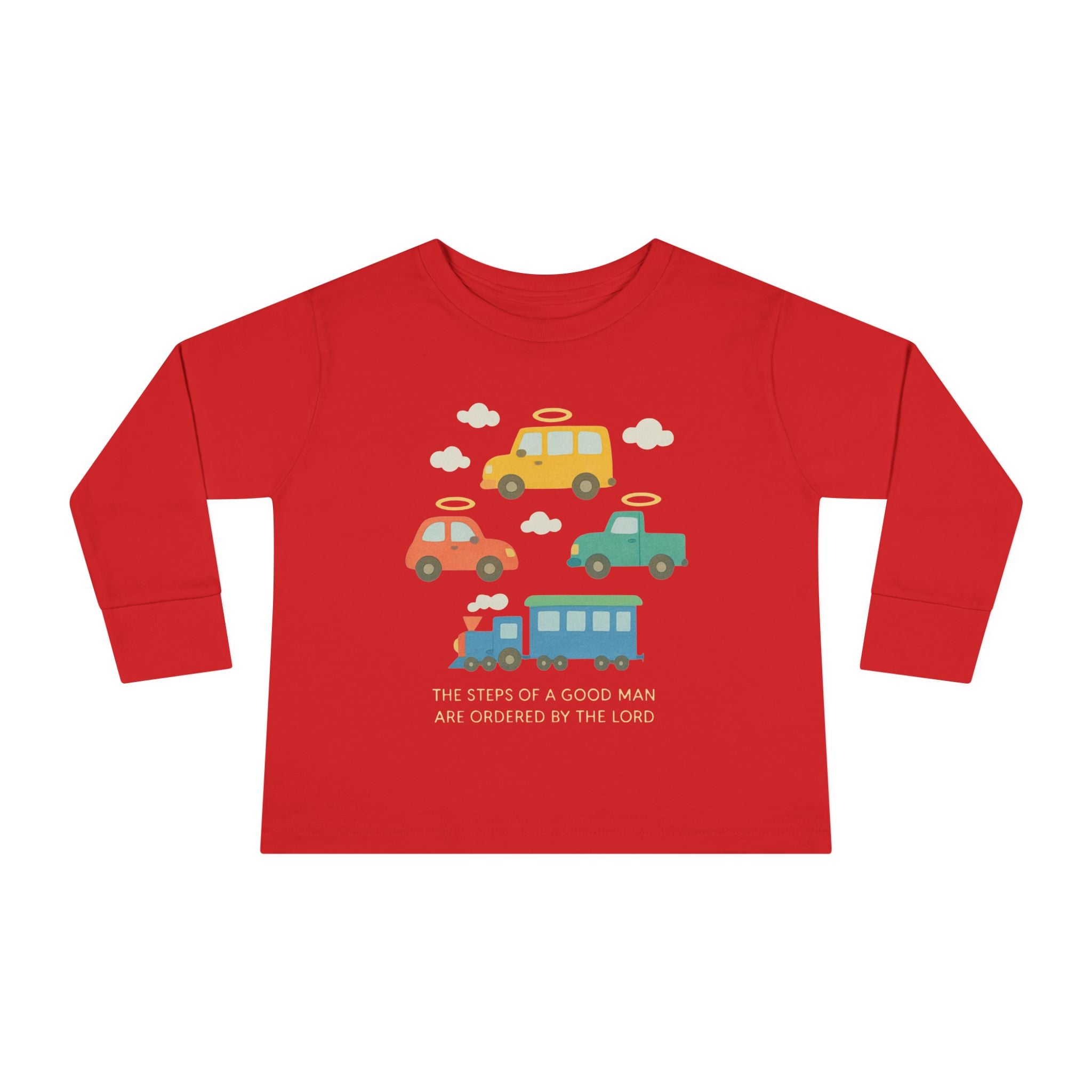 Cute Cartoon Vehicles Train & Cars Toddler Long Sleeve Tee