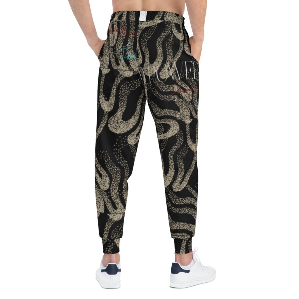 Abstract Black Wave Athletic Joggers — All-Over Print Streetwear