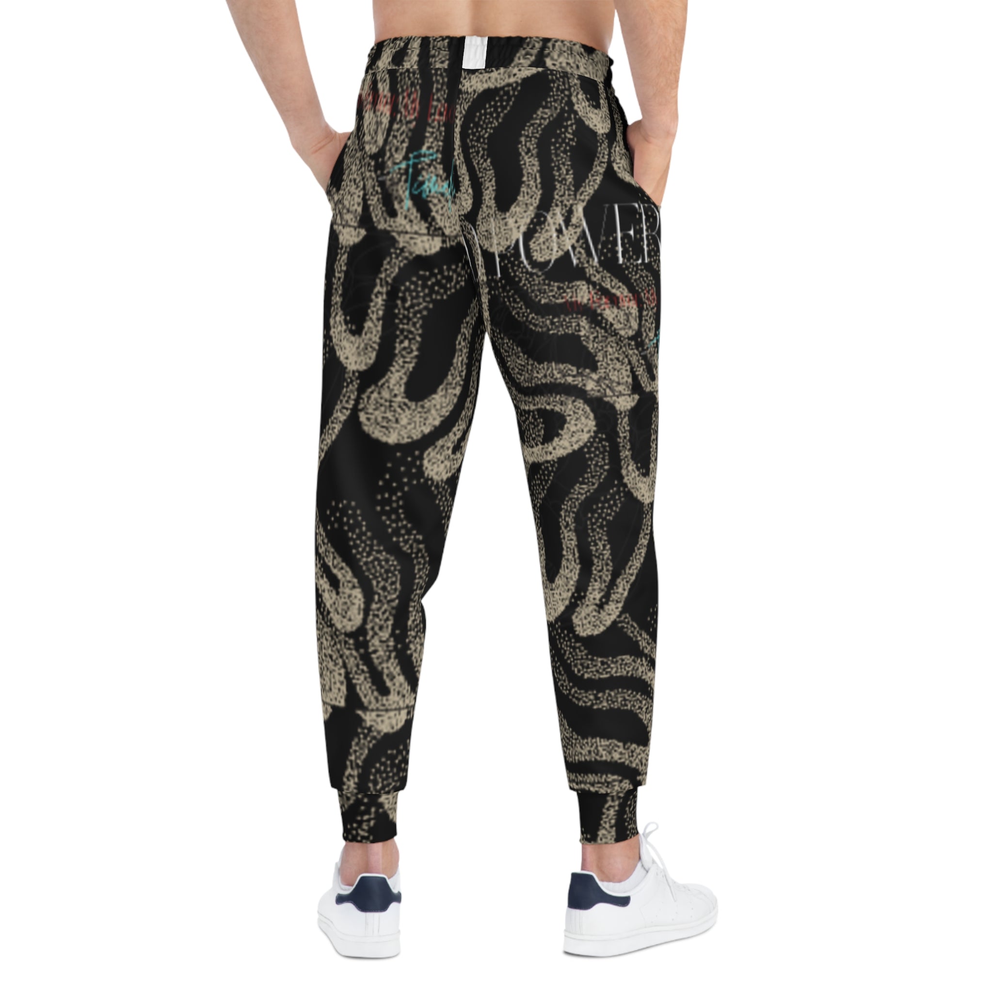 Abstract Black Wave Athletic Joggers — All-Over Print Streetwear