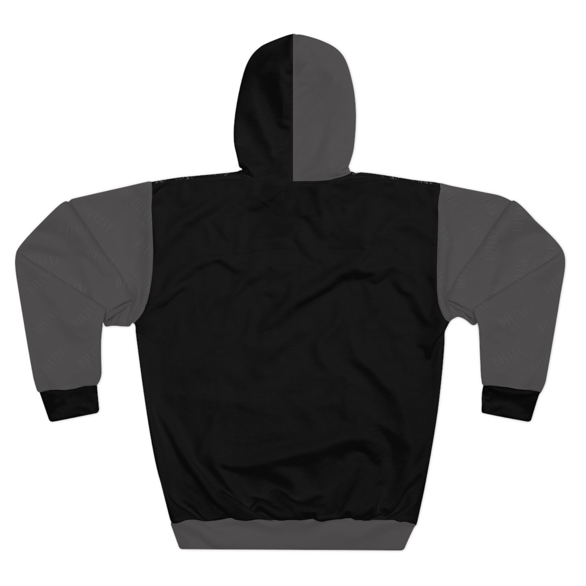 Black & Gray Colorblock Hoodie — Cozy Unisex Pullover with Subtle Pattern