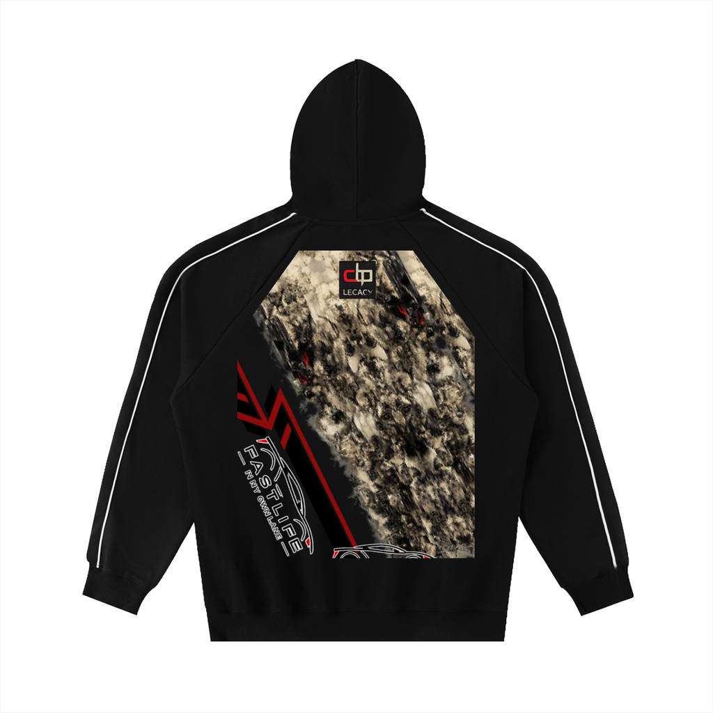 Contrast Piping Raglan Hoodie