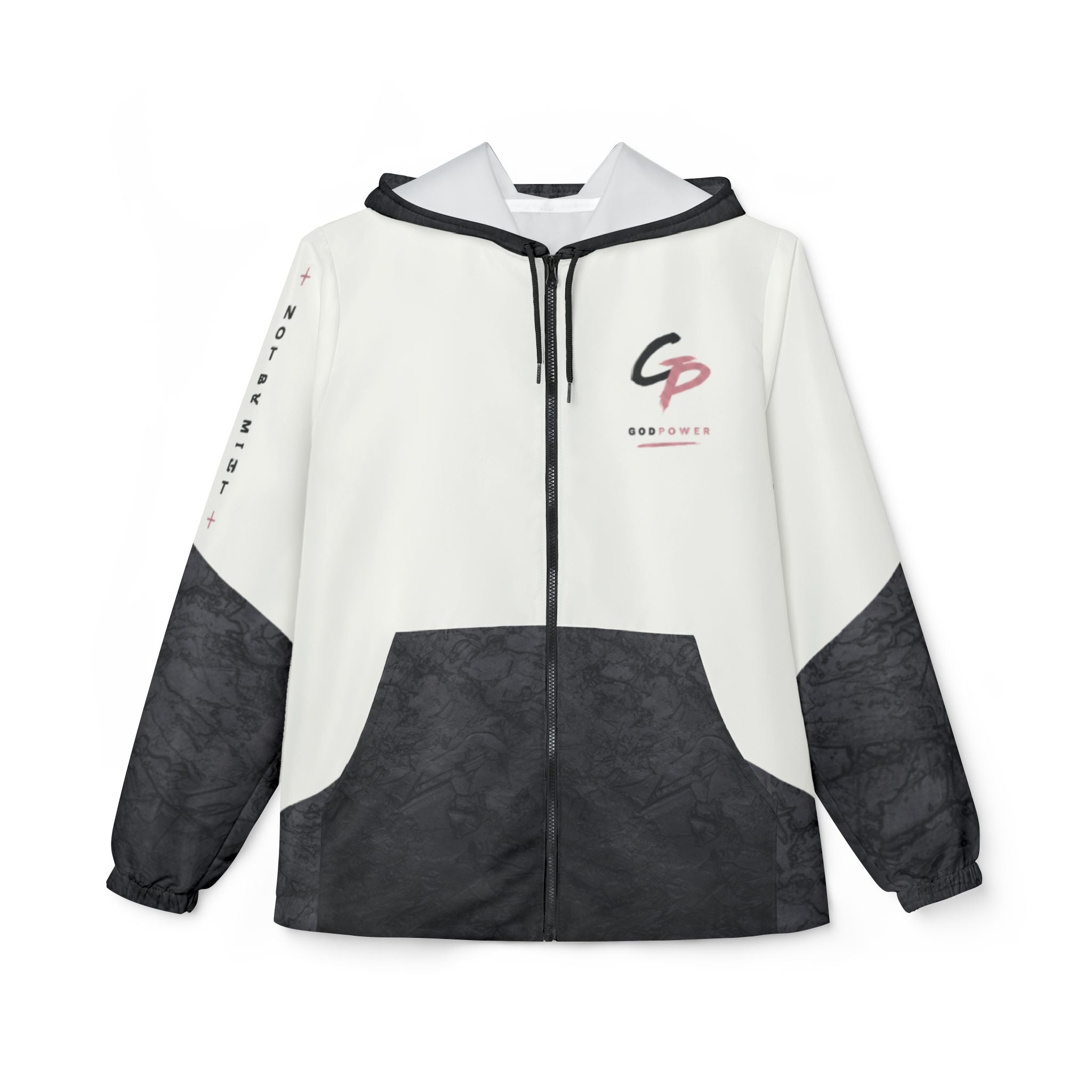 GodPower Windbreaker Jacket — "Not By Might" Inspirational Hooded Windbreaker