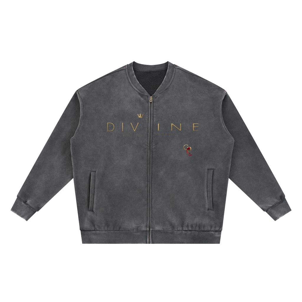 Vintage Washed Fleece Baseball Jacket