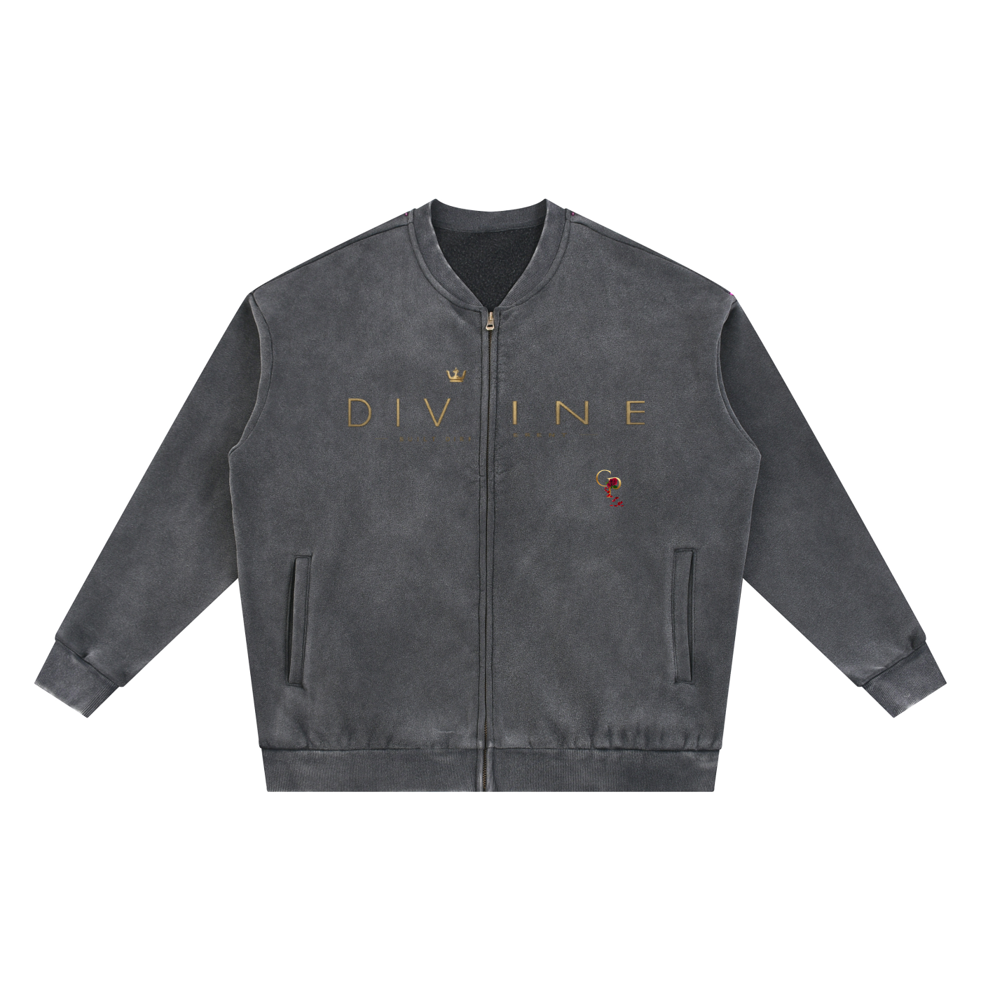 Vintage Washed Fleece Baseball Jacket