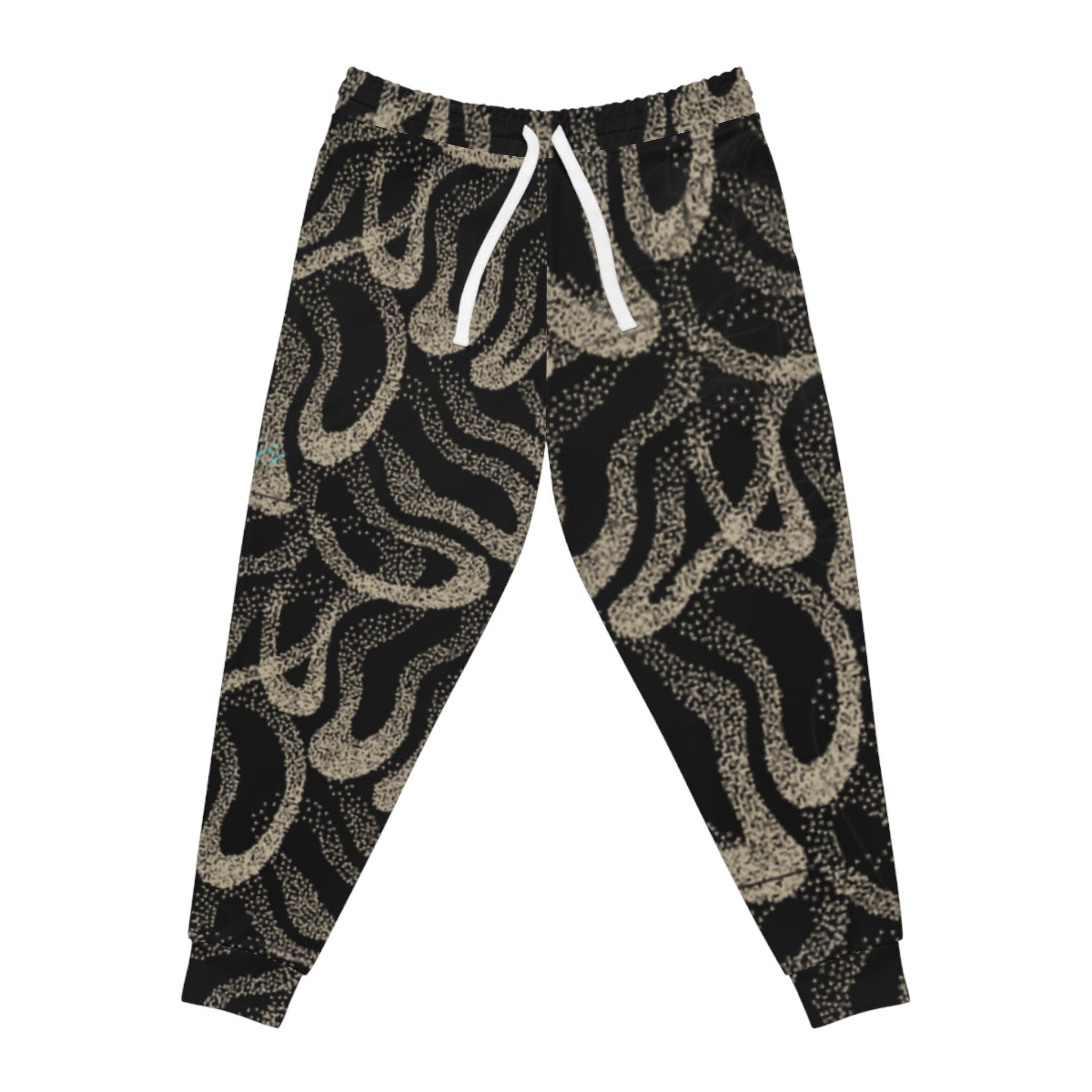 Abstract Black Wave Athletic Joggers — All-Over Print Streetwear
