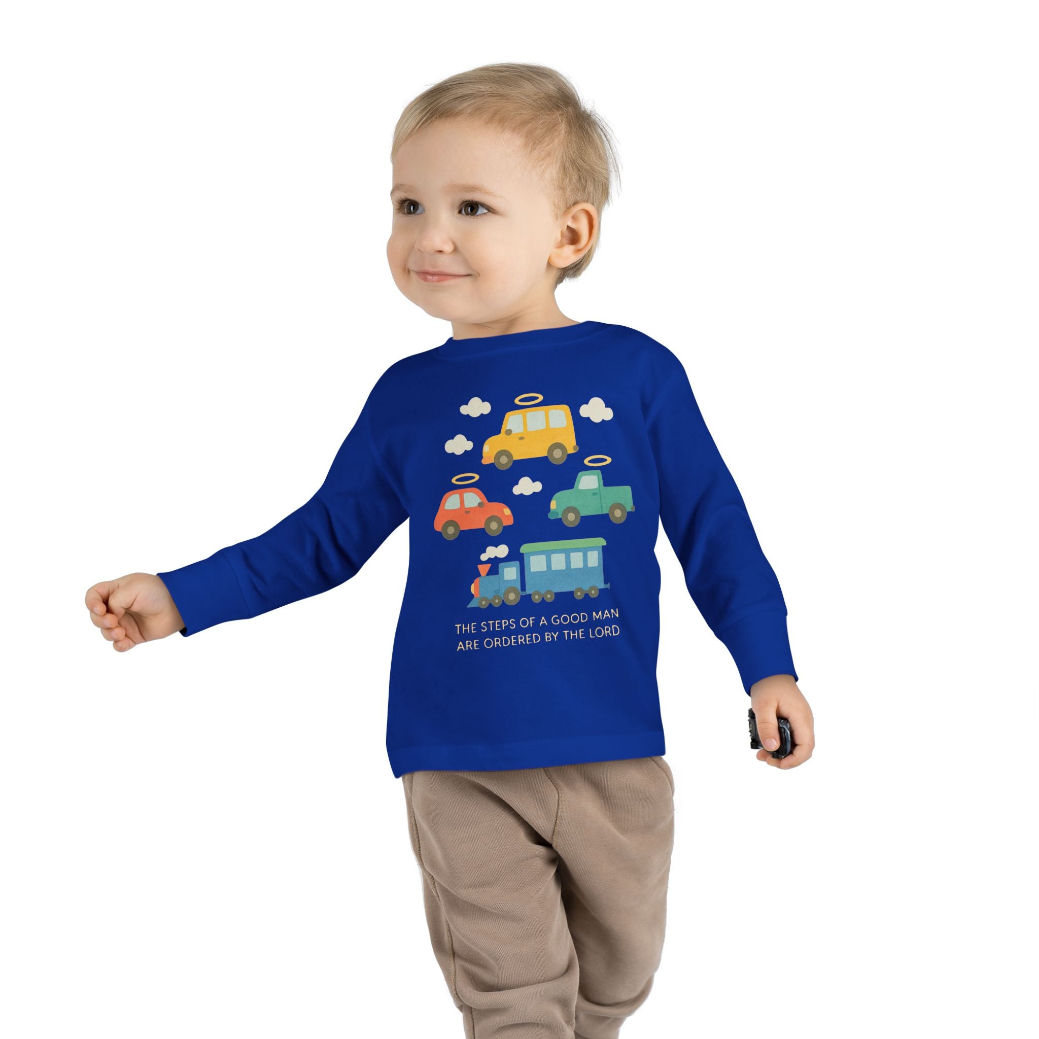 Cute Cartoon Vehicles Train & Cars Toddler Long Sleeve Tee