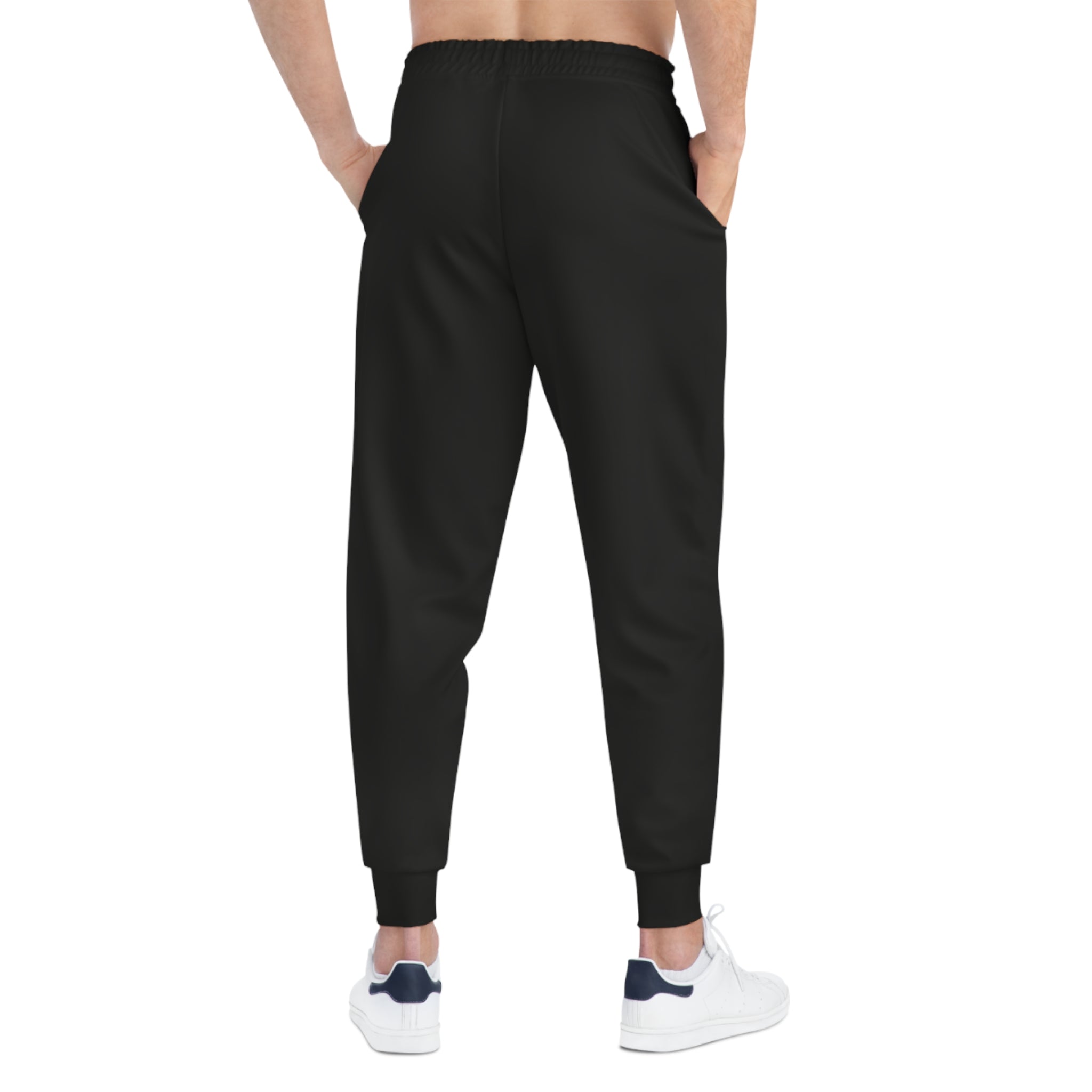 Black Athletic Joggers with Red 'DAWIT' Distressed Logo