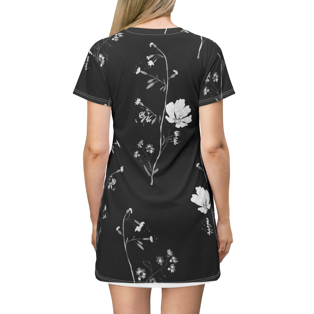 Black Floral T-Shirt Dress