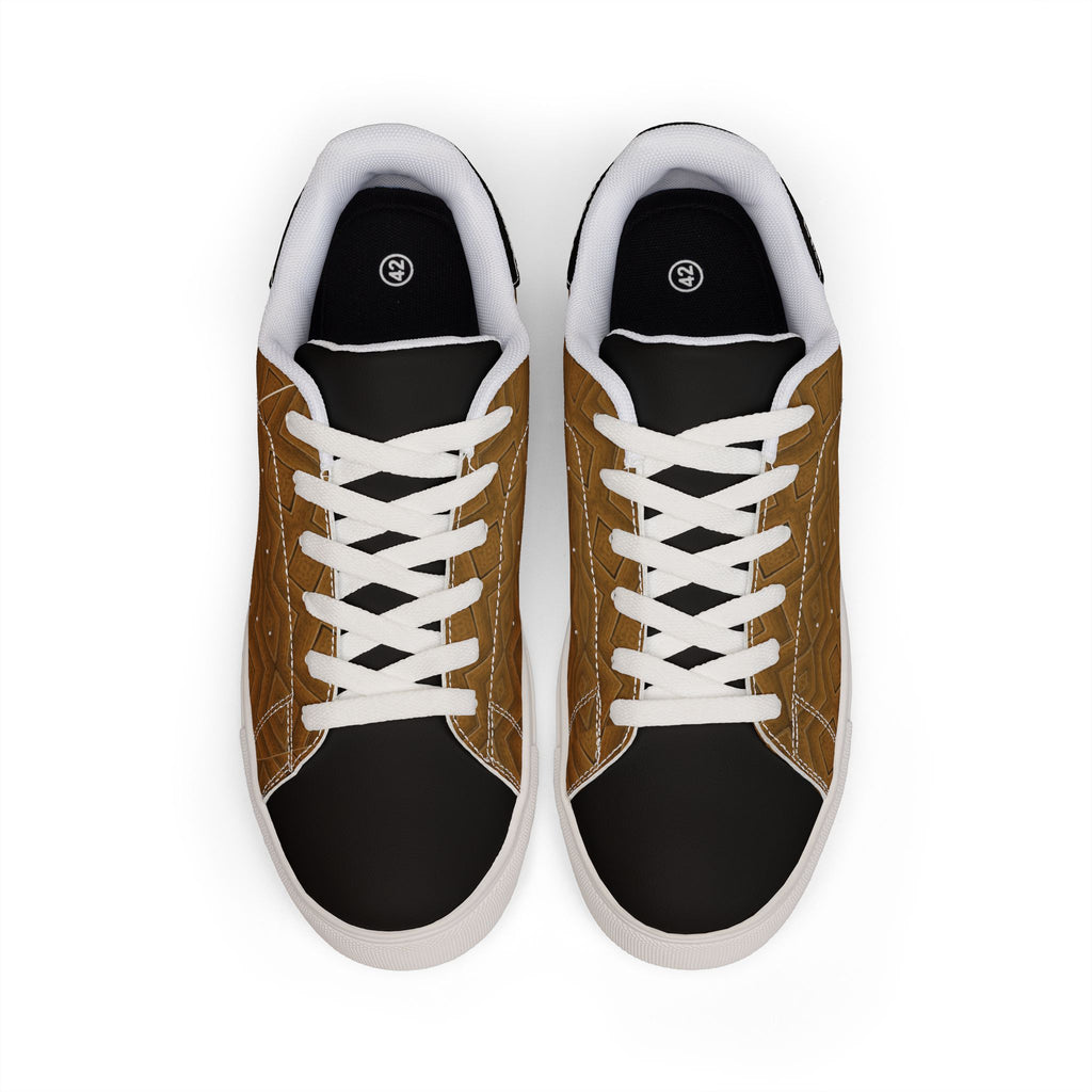 Brown Quilted Leather Low-Top Sneakers — Men’s Casual Everyday Shoes
