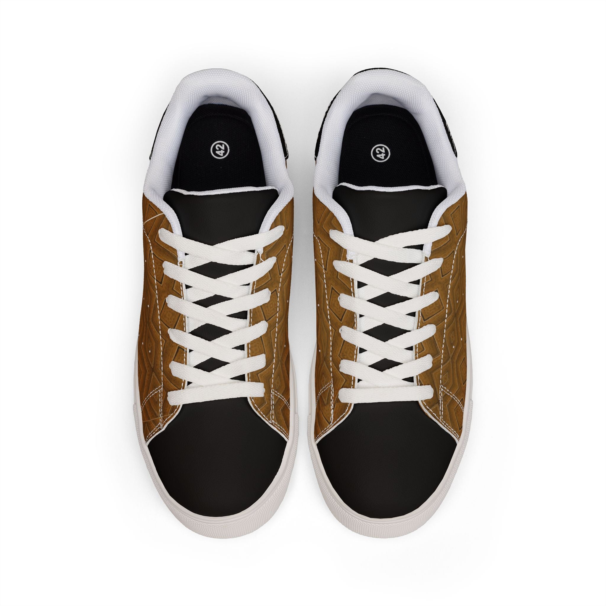 Brown Quilted Leather Low-Top Sneakers — Men’s Casual Everyday Shoes