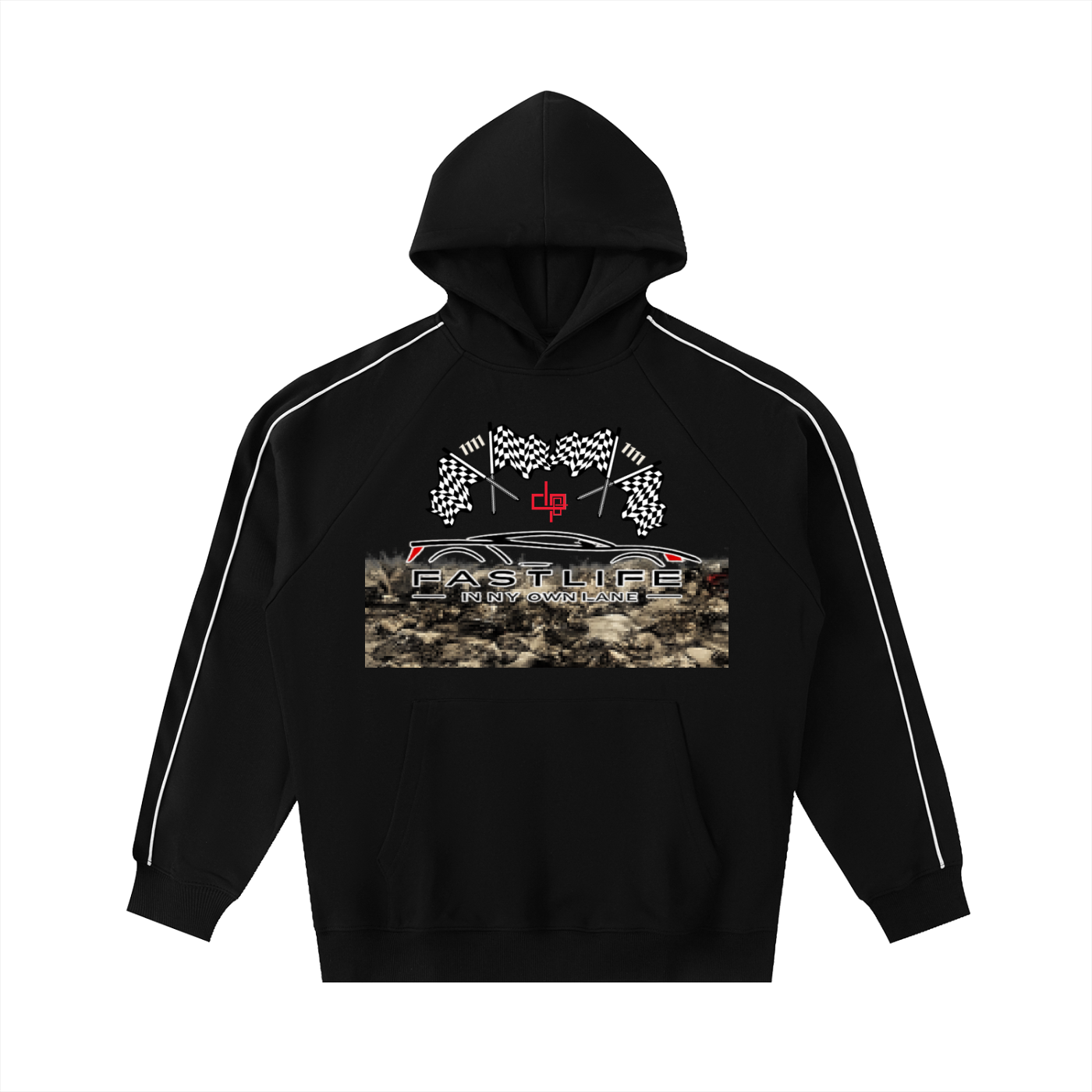Contrast Piping Raglan Hoodie