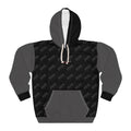 Black & Gray Colorblock Hoodie — Cozy Unisex Pullover with Subtle Pattern