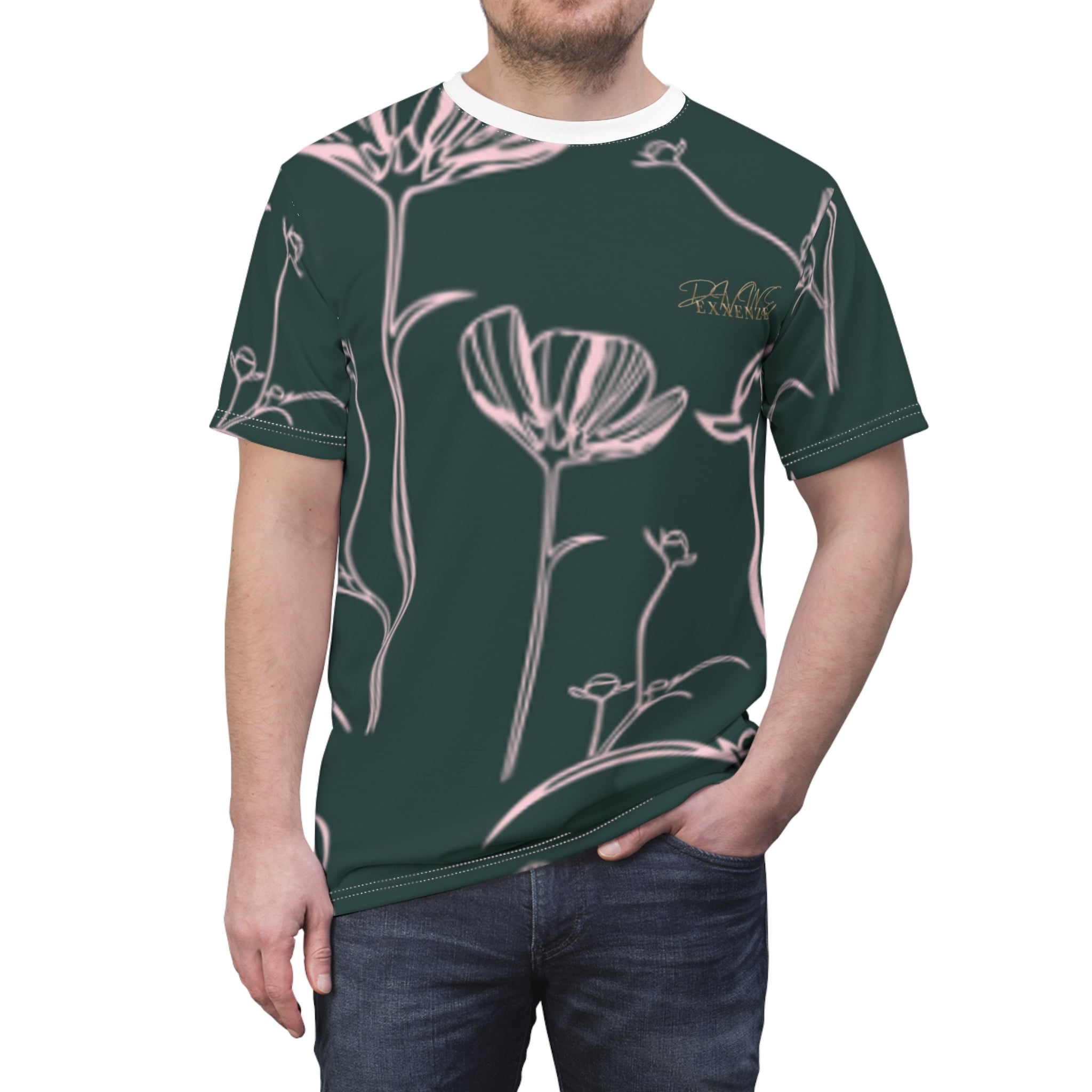 Exxenze Floral Outline All-Over Print Tee