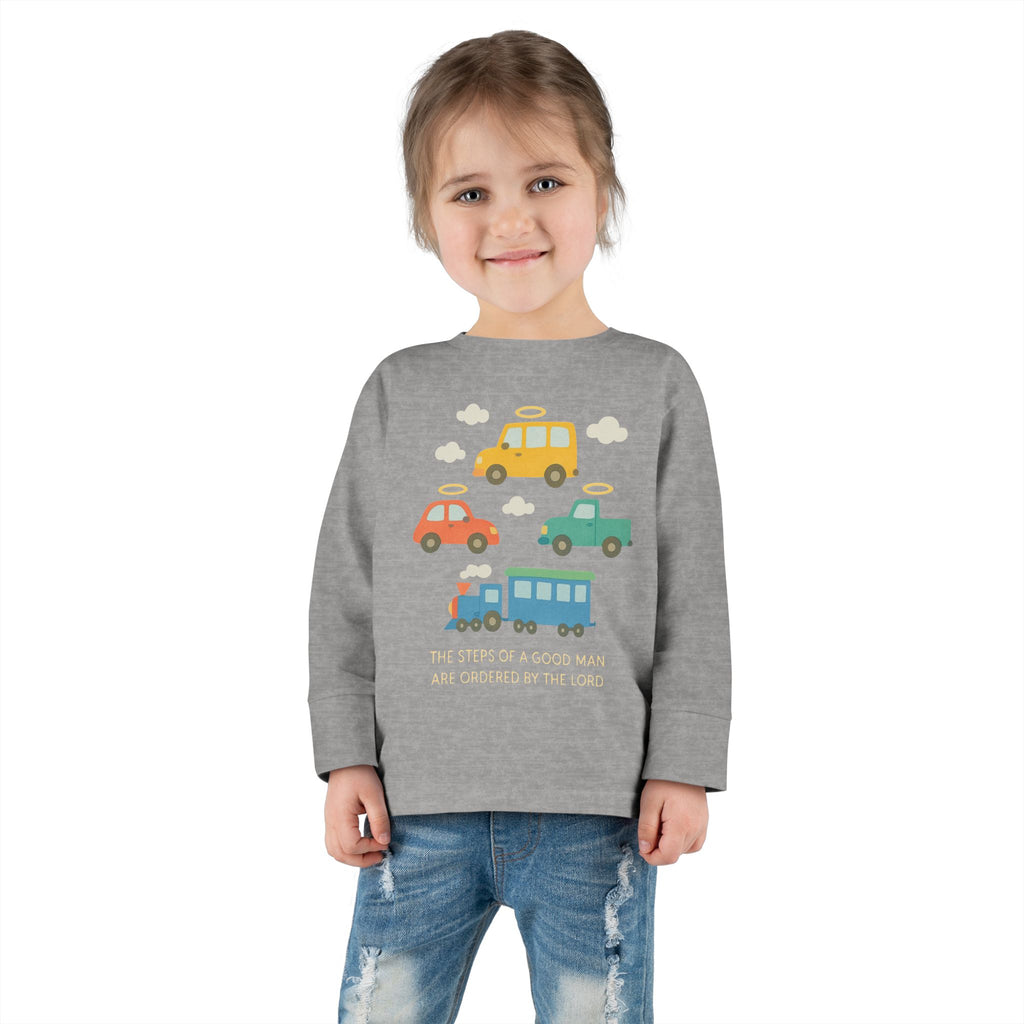 Cute Cartoon Vehicles Train & Cars Toddler Long Sleeve Tee