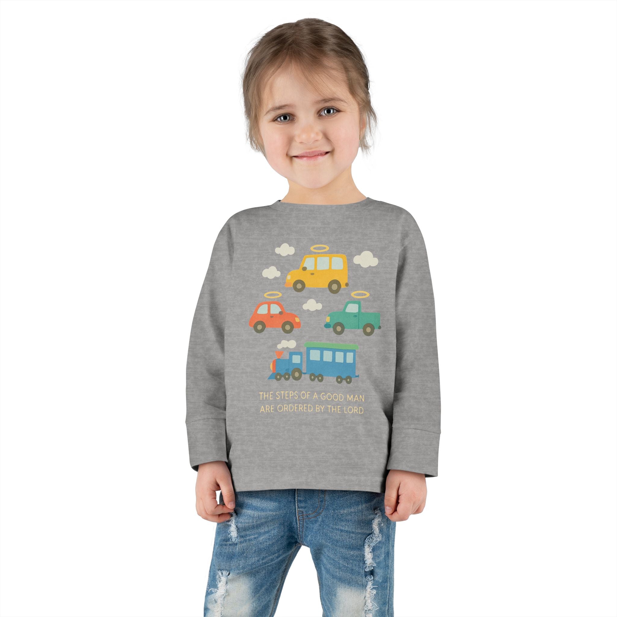 Cute Cartoon Vehicles Train & Cars Toddler Long Sleeve Tee