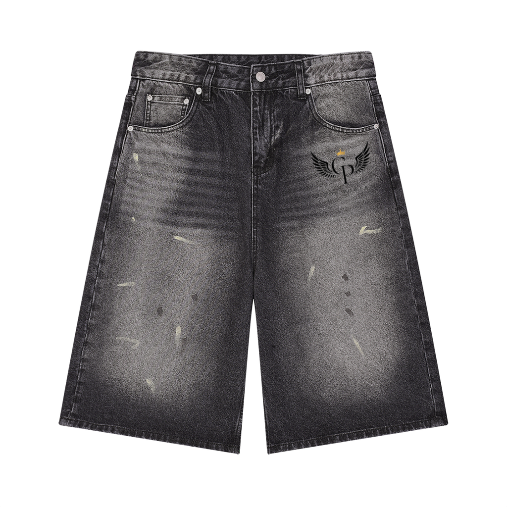 Men’s Vintage Wash Wide Leg Denim Shorts