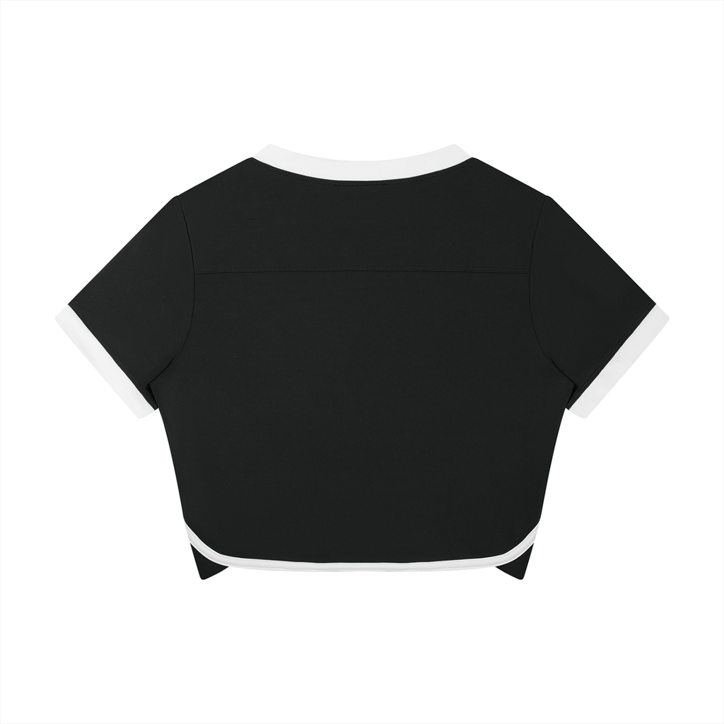 women,tshirt,croptop,vneck,shortsleeve,skinnyfit,summer,lightweight,thin,breathable,stretch,polyamide,elastane,activewear,athleisure,gym,running,yoga,fitness,training,casual,dailywear,sporty,elegant,basics,performance,gpcolorblock,godpower,softtouch,quickdry,summeressential,lifestyle